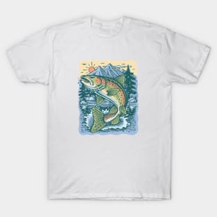 Jumping Trout At Sunrise T-Shirt